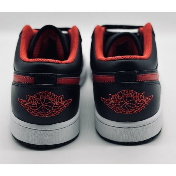 NEW Nike Air Jordan 1 Low Black Fire Red White Toe 553558-063 Men’s Size Multi - Picture 4 of 6